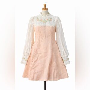 Vintage 1970’s Peach Dress with Floral Embroidery